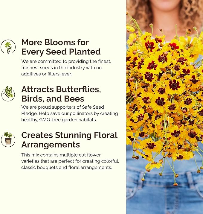 Eden Brothers Orange You Glad Flower Mixed Seeds for Planting, 5 lb, 2,400,000+ Seeds with Dahlia, Double Strawflower | Attracts Pollinators, Plant in Spring or Fall, Zones 3, 4, 5, 6, 7, 8, 9, 10