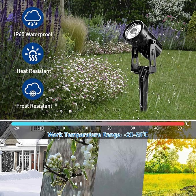 T-SUNUS Solar Landscape Spotlights, Solar Garden Spot Lights IP65 Waterproof 9.8ft Cable, 2000mAh Separated Solar Panel, Auto On/Off for Garden Driveway Pathway Pool Area (White 6000K)