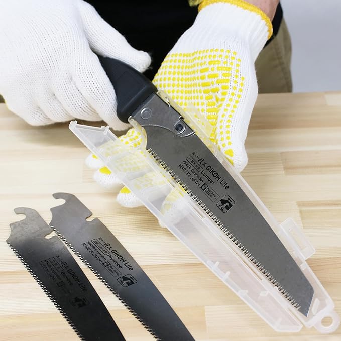 KAKURI Japanese Hand Saw [Hardwood, Plywood, Laminated Wood] 8-1/4" Japanese Pull Saw with Blade Cover, Made in JAPAN