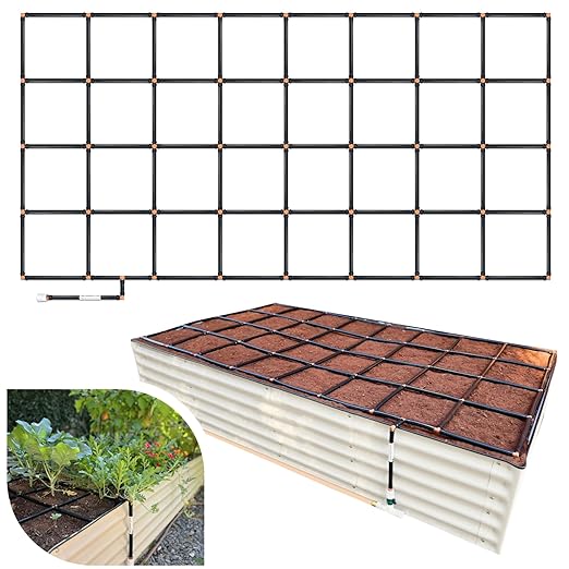 Garden Grid Watering System | Garden Watering System, Raised Bed Watering System, Drip Irrigation System, Raised Garden Sprinkler | Preassembled Drip Irrigation Kit - 4x8 (44"x88")
