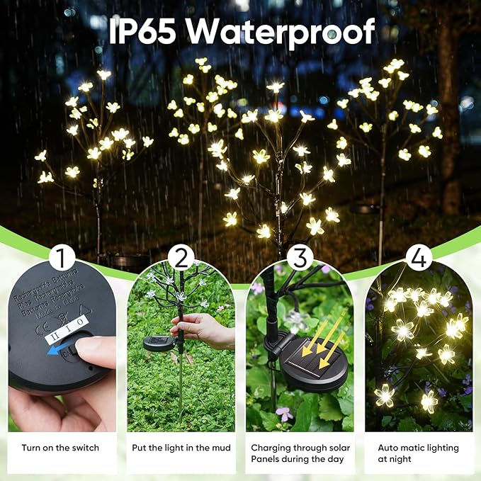 Solar Garden Lights Outdoor,Waterproof Outdoor Solar Lights for Outside Decorative 6Pack, 120Led Solar Flowers Garden Decor, for Yard Pathway,Lawn,Patio Fairy Decorations Gardening Gifts