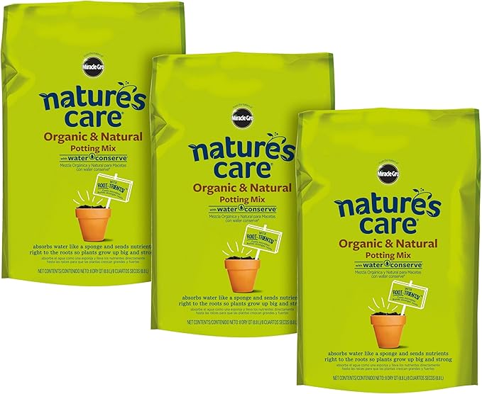 Nature’s Care Organic & Natural Potting Mix with Water Conserve, 8 Dry qt. (3-Pack)