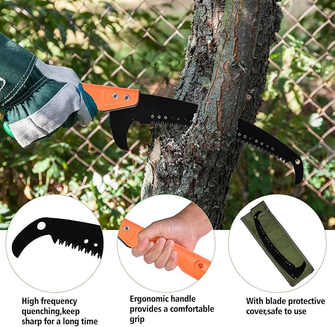 Scalebeard Hand Pole Saws for Tree Trimming,Manual Tree Trimmer,Handheld use or with Extended Manual Pruning Saw for precision tree limb cutting-Pole Saw Attachment(Pole not included)