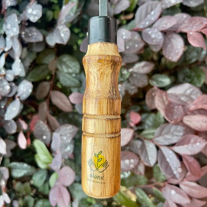 12 Inch Japanese Gardening Hand Weeding Sickle, Weeding Hoe with Long Wooden Handle