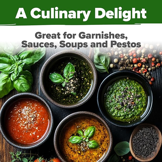 HOME GROWN Genovese Basil Seeds Pack - 1750 High Germination, Non-GMO Heirloom Seeds (Ocimum basilicum) - Perfect Herb Seeds for Planting Indoor & Outdoor Gardening - Grow Basil Plant for Culinary Use