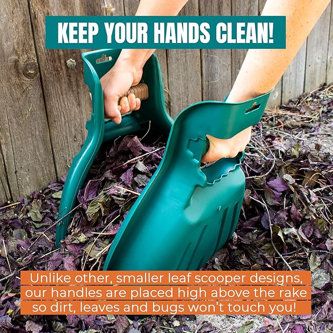 MEKKAPRO Leaf Scoops and Claws V2.0, 1-Pair (2 Pieces), Sturdy Ergonomic Grip Leaf Rake, Large Hand Held Garden Rake Grabbers for Leaf, Garden Claw for Lawn Grass Removal