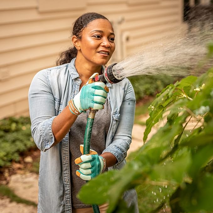 Wells Lamont Women's HydraHyde Gardening Gloves, Water-Resistant Leather Palm, Small, Blue (3250S)