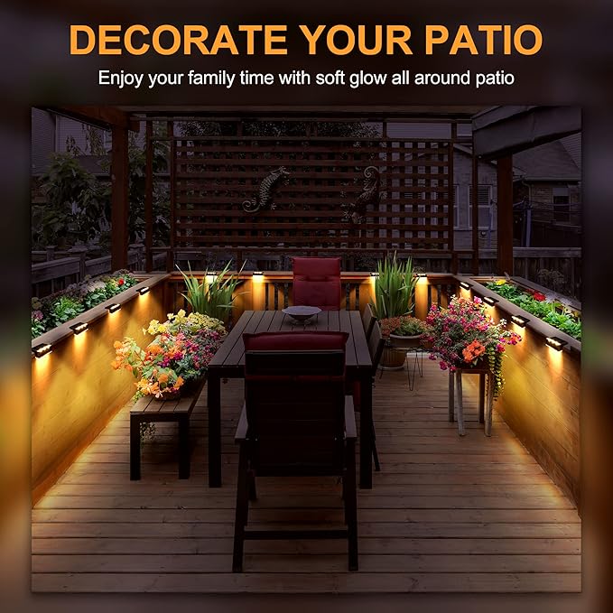 SOLPEX Solar Fence Lights, 6 LEDs Solar Lights Outdoor Waterproof Solar Powered for Deck, Stair, Front Porch, Balcony, Walkway, Garden, Yard, Patio, Pool Decor, IP65 Waterproof (16 Pack, Warm White)