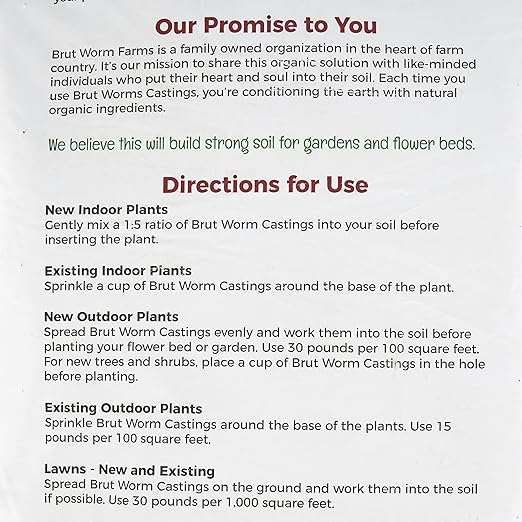 Brut Organic Worm Castings – 12 LB – Garden's Elixir for Thriving Blooms & Harvests!