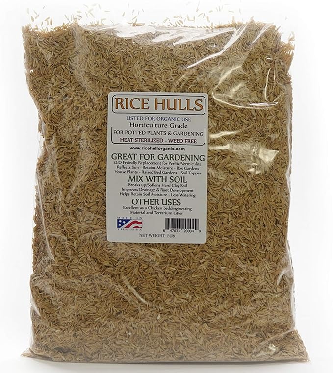 Rice Hulls - Organic Use – 1.5lb Bag - House Plants – Gardening - Chicken Bedding Nesting