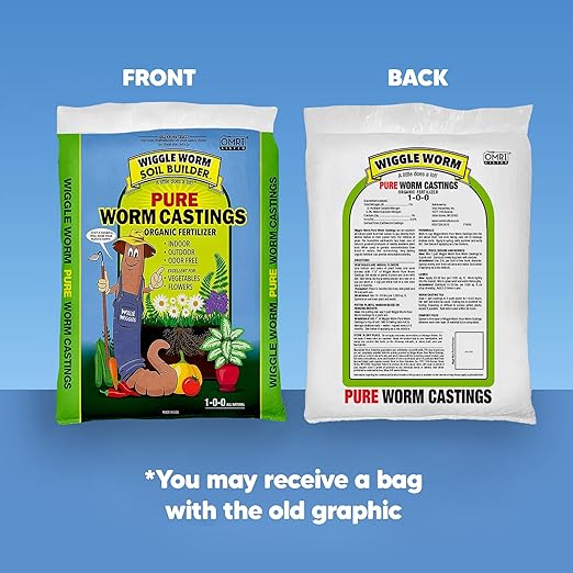 100% Pure Organic Worm Castings Fertilizer, 15-Pounds (4 Pack) - Improves Soil Fertility and Aeration for Houseplants, Vegetables, Gardens, and More – OMRI-Listed and Mineral-Dense