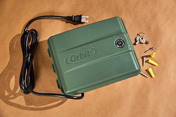 Orbit 57896 6-Station Outdoor Swing Panel Sprinkler System Timer, Green