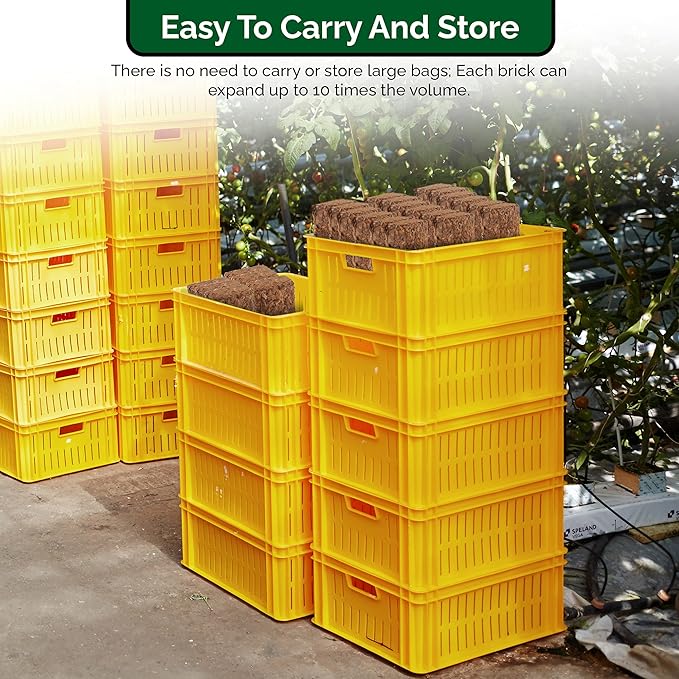 UBICON Easy to Use Compressed Coco Coir Organic Top Soil for Indoor and Outdoor; 24 Bricks expands to 60 Gallons, Excellent Aeration, Reduces Weed Growth, and Retains Water