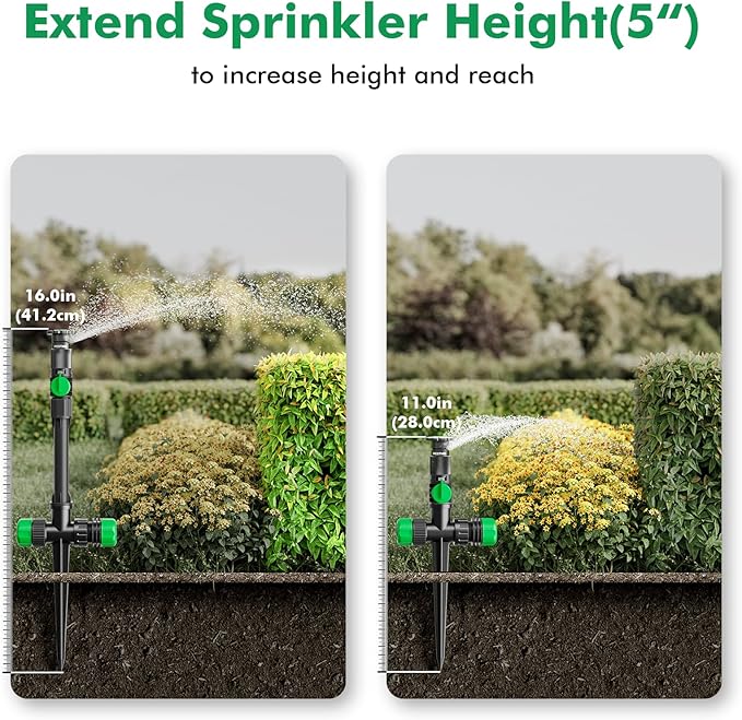 RESTMO Above Ground Sprinkler System, Flexible DIY Irrigation Kit, Multi-Adjustable Lawn Sprinkler & Hose Set, for Garden Plant, Flower Bed and Large Yard Area Watering