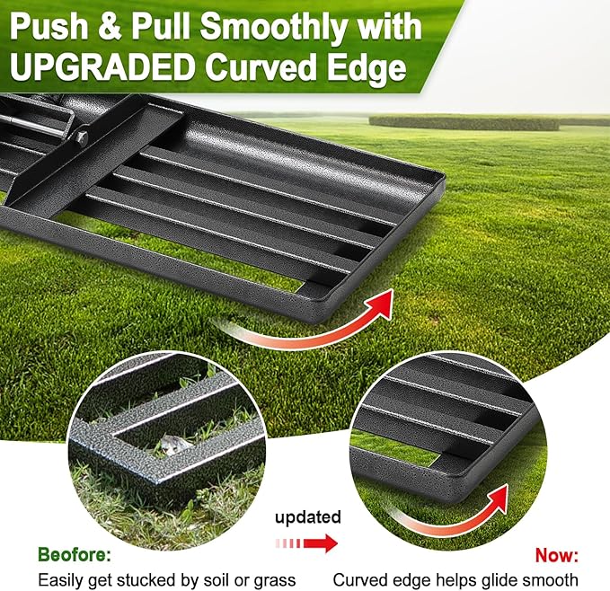 Lawn Leveling Rake, Large Levelawn Tool, 5FT Adjustable Handle Leveling Tool Heavy Duty Stainless Steel Lawn Leveler for Yard Garden Golf Course Soil Grass