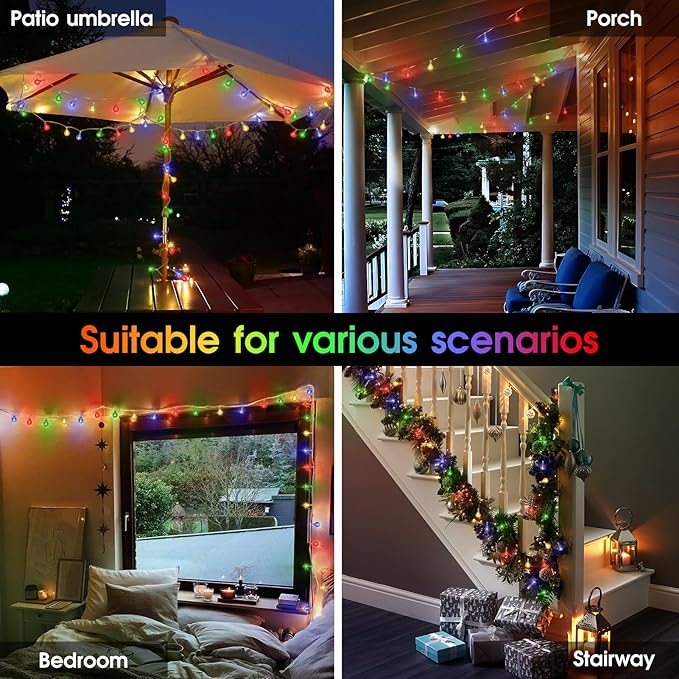 2 Pack Globe String Lights Indoor Bedroom Battery Operated, 16.4ft 50LED Crystal Fairy Light IP44 Waterproof Outdoor Hanging Decorative Lights for Home Tent Patio Garden Party Decor