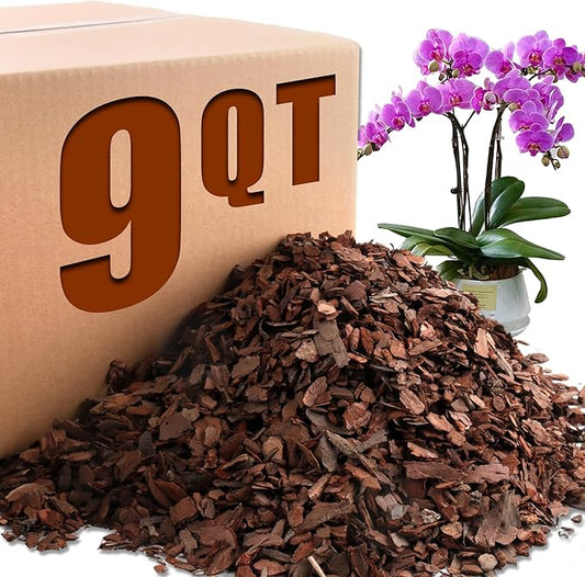 AVALUTION Orchid Potting Bark-9QT Organic Orchid Bark for Plants, All Natural Pine Bark Wood Chips Orchid Bark Potting Mix for Houseplant Mulch, Help Orchid Plants Root Health Development