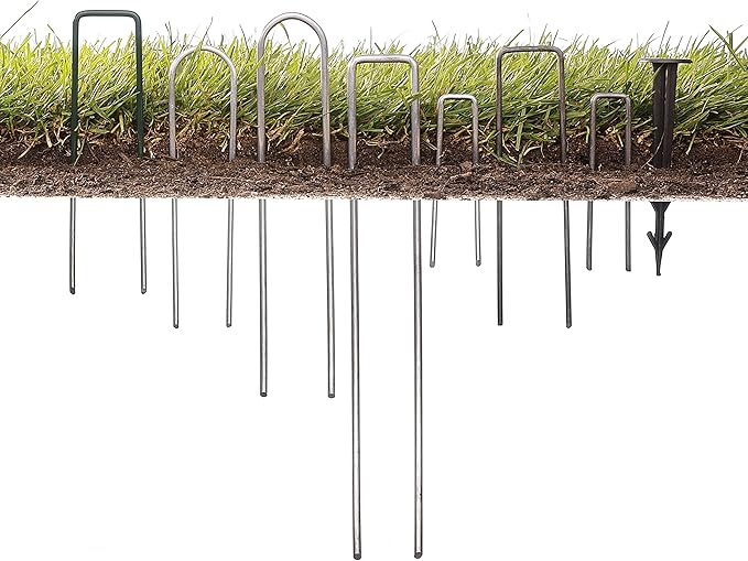 100-Pack 6'' 11 Gauge Heavy-Duty U-Shaped Garden Stakes Staples Spikes Pins Pegs - Ground Stakes for Anchoring Landscape Fabric