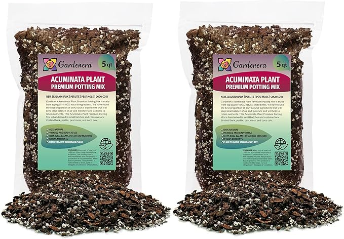 Premium Monstera Acuminata Planting Mix - Promotes Steady Growth and Vibrant Leaves by Gardenera - 10 Quart (2 Bags of 5 Quart)