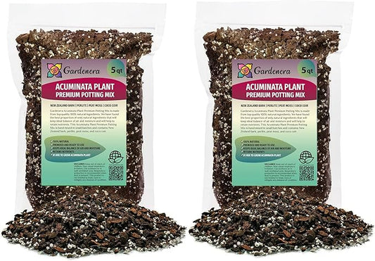 Premium Monstera Acuminata Planting Mix - Promotes Steady Growth and Vibrant Leaves by Gardenera - 10 Quart (2 Bags of 5 Quart)