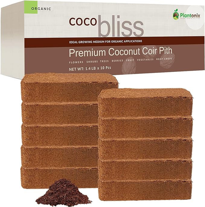 Coco Bliss 650gm Bricks (10-Pack) - Organic Coco Coir for Plants - OMRI-Listed Coco Coir for Garden Soil & Potting Mixes - Coconut Fiber Mixes with Potting Soil for Indoor Plants & Outdoor Plants