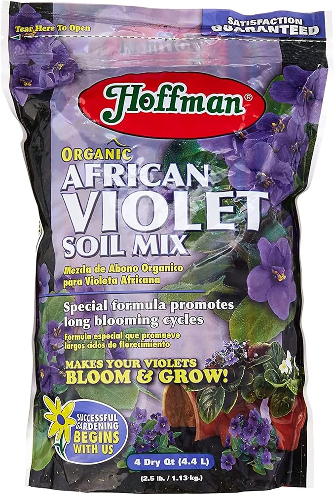 Hoffman Organic African Violet Soil Mix to Promote Long Blooming Cycles and Increase Plant Growth, 4 Dry Quarts, 2 Pack