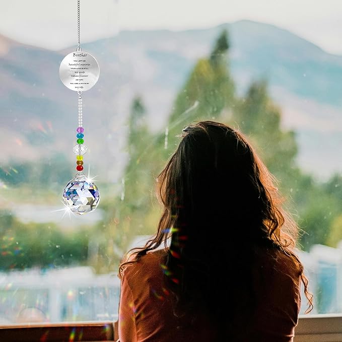Memorial Gifts Crystal Suncatcher,Unique Sympathy Gifts for Loss of Loved One,Rainbow Maker Bereavement Gifts Box for Loss of Father Mom Dad Son Daughter Husband Brother Grandmother (Brother)