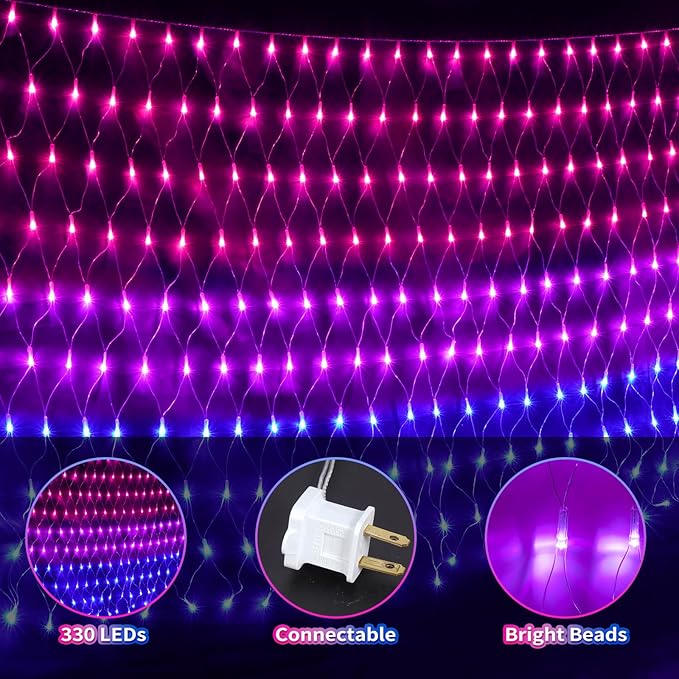 RJZZ Bisexual Flag Lights Outdoor, 6.6x3.3 FT Pride Decorations Connectable, 330LED Waterproof Bi Flag With Lights for Wall, Room, Yard, Party, Office