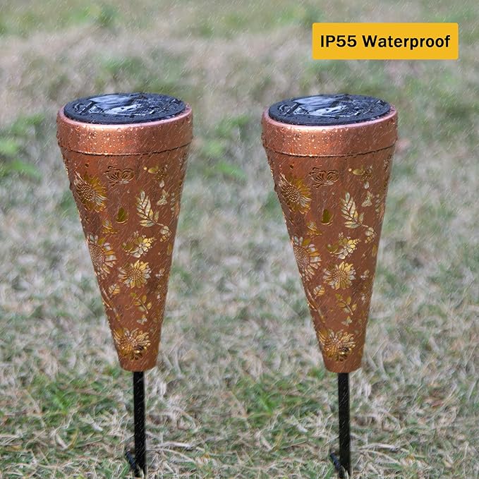 4 Pack Sunflower Solar Pathway Lights - Outdoor Waterproof Garden Decor, Pathway Landscape Lights for Backyard Patio Path Yard Lawn Walkway