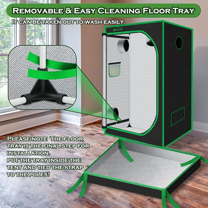 3x3 Grow Tent, 36"x36"x72" Growing Tent with Observation Window and Floor Tray for Hydroponics Indoor Plant Growing 3x3 Grow Room