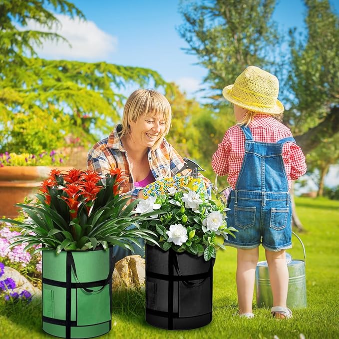 2-Pack 7 Gallon Potato Grow Bags with Harvest Window, Garden Plant Growing Bags with Flap and Handles, Thickened Nonwoven Fabric Plant Pots Grow Bags for Potatoes, Tomato, Vegetable and Fruits