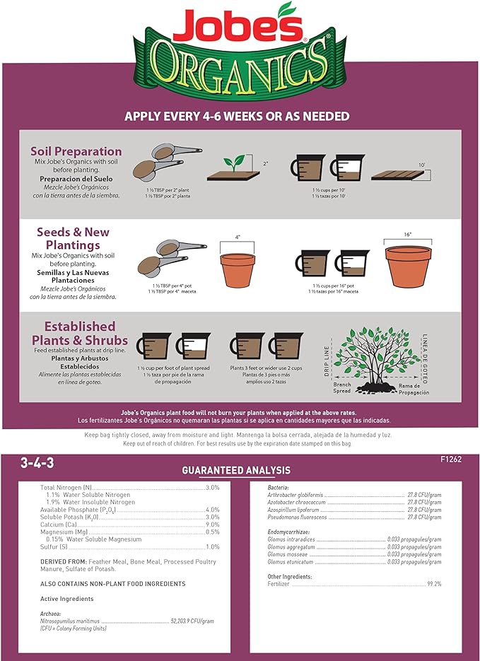 Jobe's Organics Granular Rose Fertilizer, Organic Plant Fertilizer for Rose, Hydrangea, Hibiscus, Azalea, and Other Flowering Shrubs, 16 lbs Bag