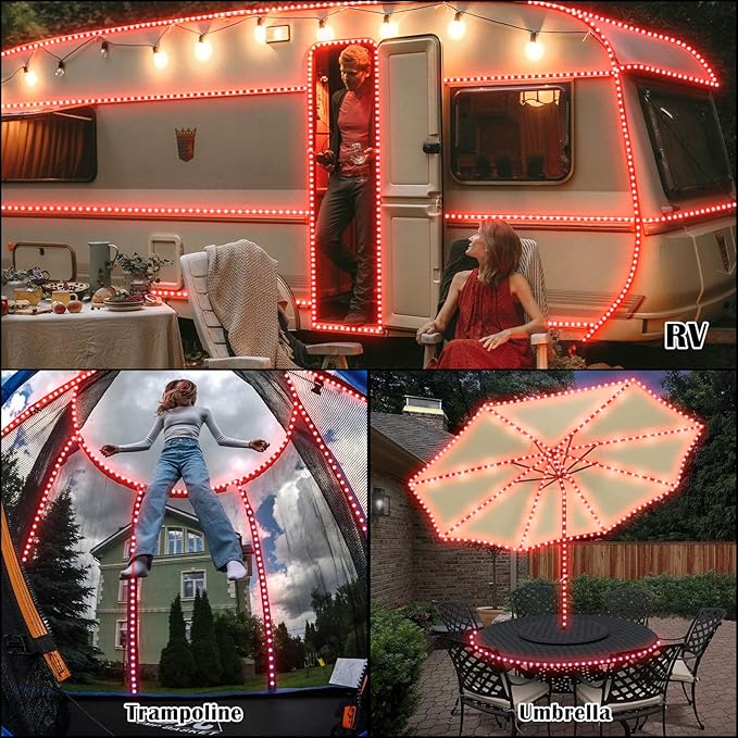 Red Rope Lights Outdoor, 50Ft 600 LED Valentine's Day String Light, Waterproof Tube Light Plug in 8 Modes Timer Memory, Halloween, Christmas Lights Outdoor Decorations for Tree Garden Party