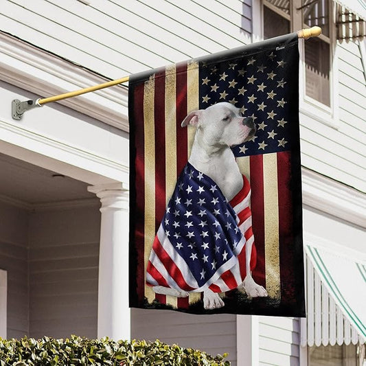 FLAGWIX American Bulldog House Flags, Dog Decor Flag - 4th of July Decorations for Home, Yard Decor, House Flag 30x40 - Patriotic Dog Decor, Double Sided, Heavy Duty Canvas Flag Indoor Outdoor