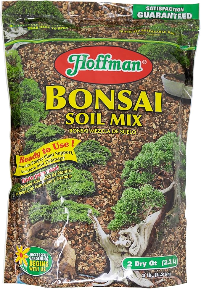 Hoffman Ready to Use Bonsai Soil Potting Mix to Provide Proper Support, Moisture, and Drainage, 2qt Bag, 2 Pack