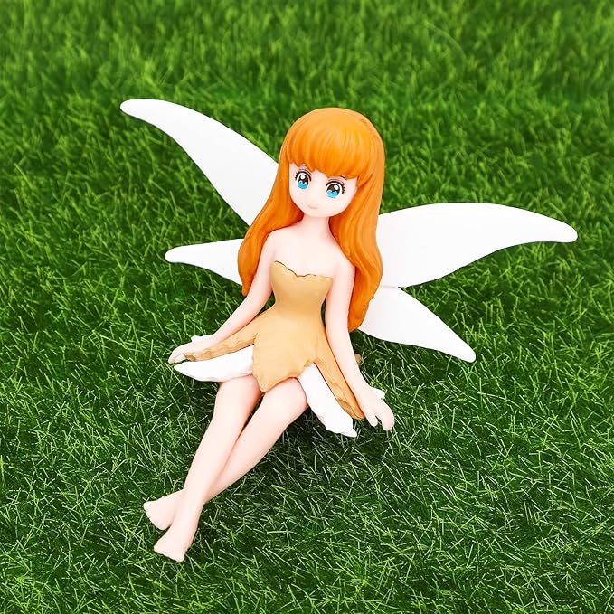 ONEST 8 Pieces Miniature Fairy Garden Accessories Small Fairy Figurines Hand Painted Fairy Figures Girl Fly Wing Figurines for Car Decor Fairy Garden Flower Pot Birthday Cake Topper