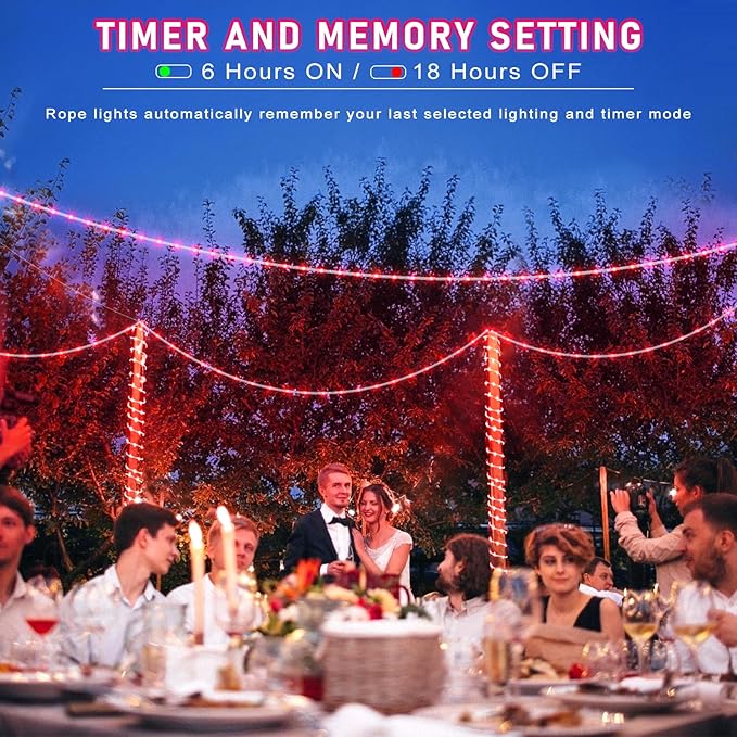 Rope Lights for Outside, 100FT 300 LED Plug in Christmas Lights Outdoor with Waterproof 8 Modes, Connectable String Twinkle Light for Indoor House Patio Garden Pool Wedding Decorations, Red