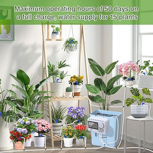 Automatic Watering System TRJZWA Newest Indoor Plant Watering System Kit DIY Plant Watering Device with Customize Schedule Water Timer, USB Power for Vacation Plant Watering System for Balcony/Indoor