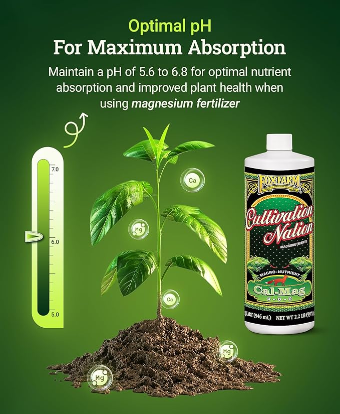 Fox Farm Cultivation Nation Cal-Mag Supplement - Formula with 3% Calcium & 1% Magnesium for Flowering & Fruiting, Ideal for Hydroponics, Soil, & All Growing Environment, NPK 4-0-0 (1 Quart)