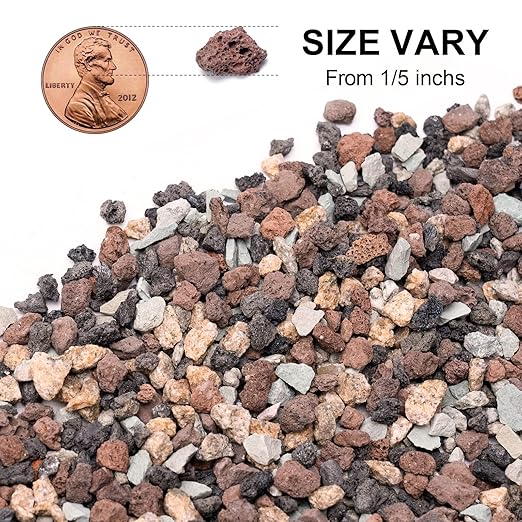 5lbs Lava Rocks for Plants, 1/5 Inch Pea Gravel for Pots Indoor, Succulent, Terrarium, Cactus, Bamboo, Bonsai Tree, Mixed Color Volcanic Rocks for Top-Dressing, Good Drainage
