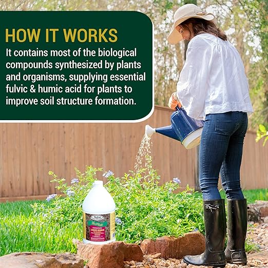 Medina Humate Humic Acid for Plants - Concentrated Liquid Compost, Humic Acid for Lawn - Enhance Plant Growth, Moisture Retention, Nutrient Absorption - Humates for Soil - 1 Gal Covers 8000 Sq. Ft.