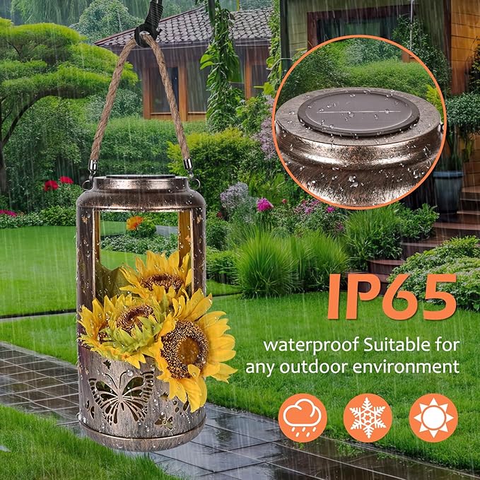 Solar Lantern Outdoor Hanging Lights. Butterfly Metal Decorative Lantern. Waterproof LED Decorative Garden Lamp. Used for Exquisite Garden Decoration for Yard, Terrace, Lawn, Desktop, Balcony...
