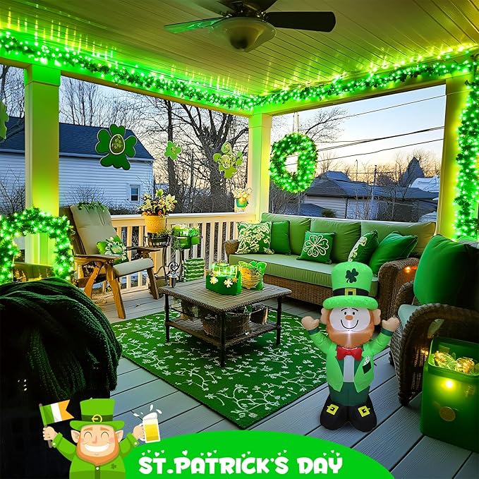 JMEXSUSS 100 LED Green Lights for St Patrick’s Day, 2 Pack Green Solar Lights Outdoor for St Patrick’ Day Decoration Tree Garden Patio Yard
