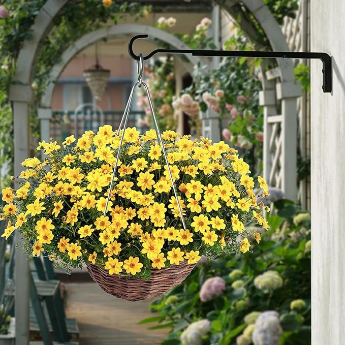 15 Inch 2 Black Pack Heavy Duty Outdoor Plant Hangers for Hanging Baskets, Iron Hanging Plant Brackets for Hanging Plants Outside, Metal Plant Hooks Plant Wall Hooks for Hanging Lantern, Bird Feeder