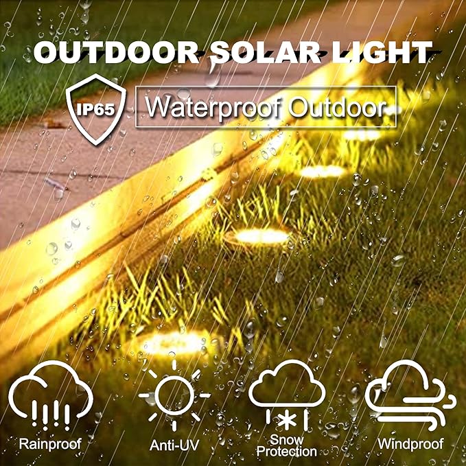 Solar Ground Lights-Waterproof Solar Lights Outdoor Garden- Solar Disk Lights-Upgraded 16LED Bright in-Ground Lights-Landscape Lights for Pathway, Yard, Lawn, Patio, Walkway (16 Pack White Light)