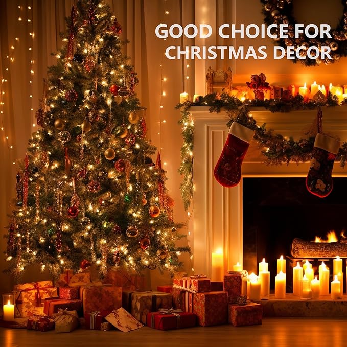 Dazzle Bright 164 FT 500 LED Christmas String Lights, Waterproof Green Wire String Lights with 8 Modes, Outdoor Christmas Decorations for Indoor Garden Party Yard Decor (Warm White)