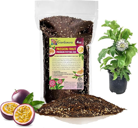 Premium Passion Fruit Potting Soil Mix - Perfect Balance of Nutrients, Drainage, and Aeration for Thriving Passion Fruit Vines - 4 Quart