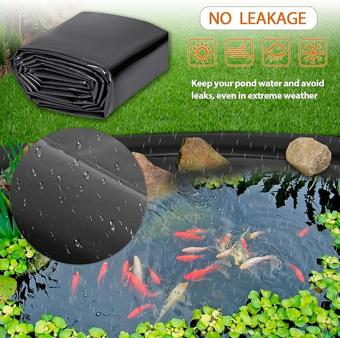 Pond Liners 20 x 25 Feet, Easy Cutting LDPE Pond Liner 20 Mil, High Preformed Koi Pond Liner for Ponds, Streams, Fountains and Garden Waterfall