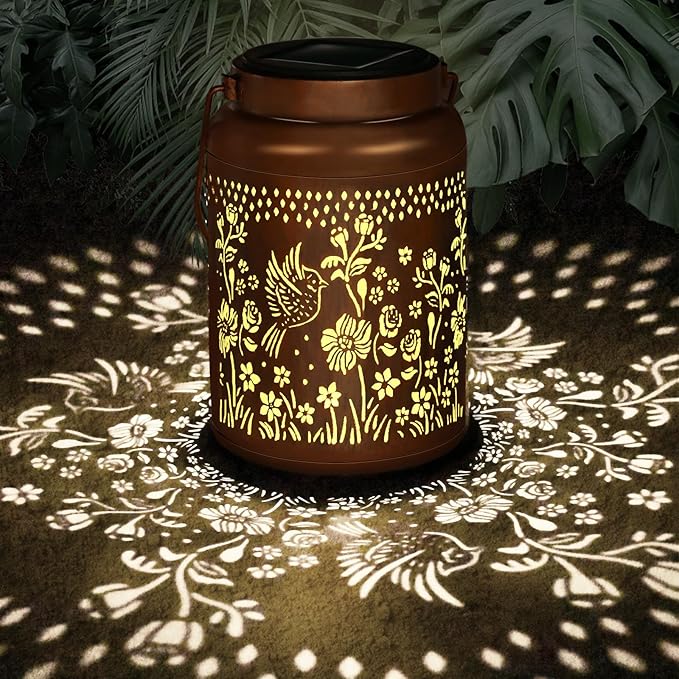 Cardinal Solar Lanterns Outdoor Waterproof Garden Decor Birthday Gifts for Women Mom Grandma Metal Hanging Hummingbird Solar Lights for Outside LED Lanterns for Yard Patio Lawn Pathway Landscape
