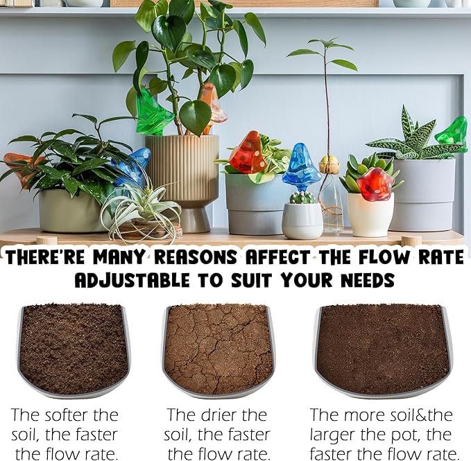 Plant Self Watering Globes Bulbs Planter Insert Automatic Plastic Watering Devices Plant Waterer Spikes for Indoor Outdoor,Self Irrigation System Lasts for 3-4 Weeks